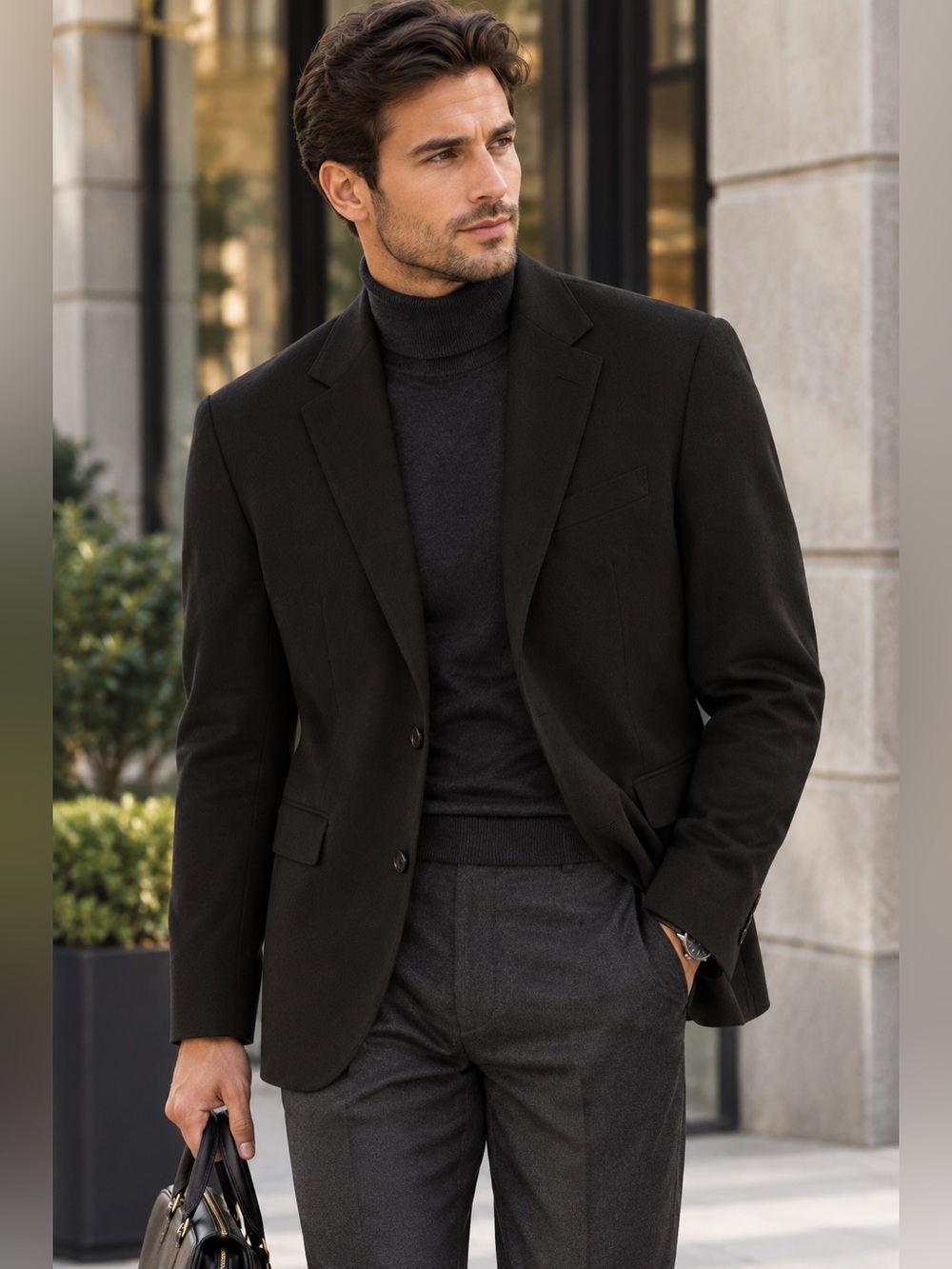 Saks Fifth Avenue Black Men's Single-Breasted 100% Cashmere Sport Coat 40S